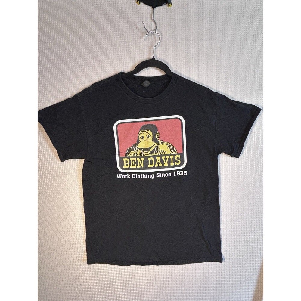 Vintage Gildan Cotton Ben Davis Gorilla Logo Graphic Print Black Tee Men's M